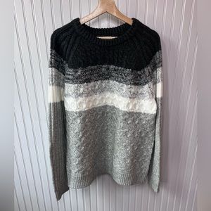 EXPRESS LONG SLEEVE CREW NECK STRIPED KNOT SWEATER - SIZE LARGE